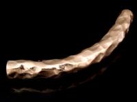 KZ-079 24K rose gold vermeil thai karen hill tribe handmade silver 1 hammered curved tube bead 