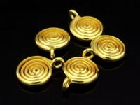 KG-489 24K gold vermeil Karen hill tribe handmade silver 2 swirl wire round dics charm
