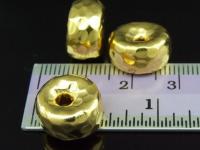 KG-334 24k gold vermeil thai karen hill tribe handmade silver 2 Hammered wheel shape bead