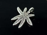 5KH-018 Thai karen hill tribe handmade silver 5 small seven serration leaf charm