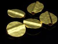 KG-398 24K gold vermeil Karen hill tribe handmade silver 4 hammered flat round disc bead