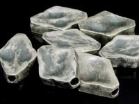 KI-042 Thai karen hill tribe handmade silver 3 rough rhombus shape bead