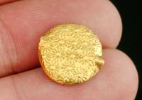 KG-234 Thai karen hill tribe silver 4 gold vermeil daisy print fancy puffy bead
