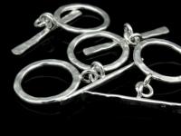 KR-043 Thai karen hill tribe handmade silver 2 hammered round toggle