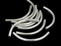 KC-032 Thai karen hill tribe handmade silver 10 plain round curve tube bead