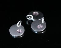 8KH-119 thai karen hill tribe silver 1 round disc charm open jump ring with swarovski crystal birthstone(Jun:Light Amethyst)