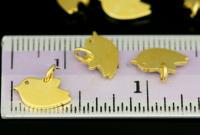 KG-548 Thai karen hill tribe silver 6 gold vrmeil small die cut chick bird shape charm