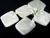 7KH-035 Thai karen hill tribe handmade silver 2 brush square disc charm