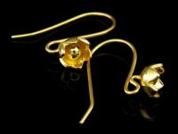 KG-483 Thai karen hill tribes handmade 24K gold vermeil over silver pair wild flower earring 