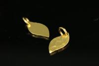 KG-596 thai karen hill tribe handmade silver 4 gold vermeil small hammer single side leaf shape charm