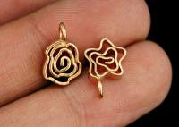 KZ-224 Thai karen hill tribe handmade silver 4 rose gold vermeil flower charm