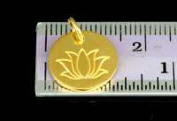 KG-527 Thai karen hill tribe handmade silver 2 gold vermeil printed lotus disc charm