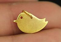 KG-547 Thai karen hill tribe silver 4 gold vrmeil medium die cut bird shape charm