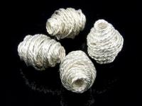 KS-037 Thai karen hill tribe handmade silver 2 Twist wire wrap bicone bead