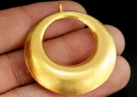KG-295 Thai karen hill tribe silver 1 gold vermeil smooth puffed crescent charm