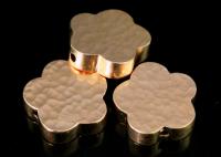 KZ-223 Thai karen hill tribe silver 2 rose gold vermeil hammered cylinder flower shaped bead