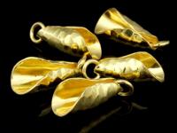 KG-425 24K gold vermeil Karen hill tribe handmade silver 2 hammered curve petal charm 