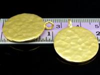 KG-353 24K gold vermeil thai karen hill tribe handmade silver 1 both side hammered round disc charm