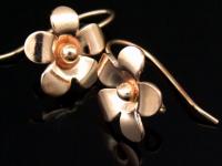 KZ-201 Thai karen hill tribe handmade 24k rose gold vermeil ower silver pair flower earring hook