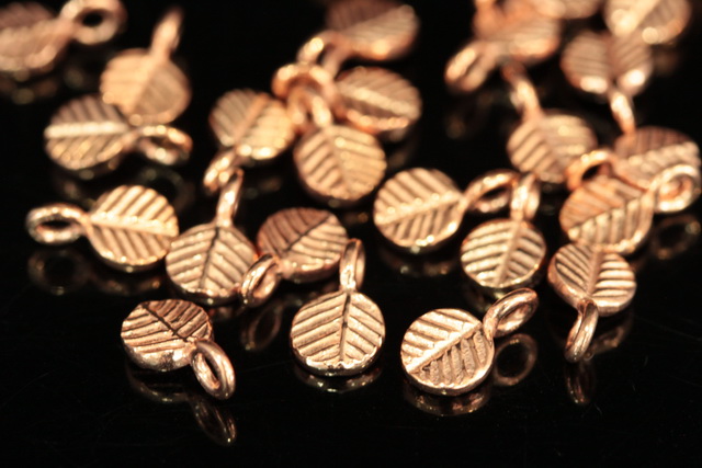 KZ-081 thai karen hill tribe handmade silver 8 rose gold vermeil small leaf charm