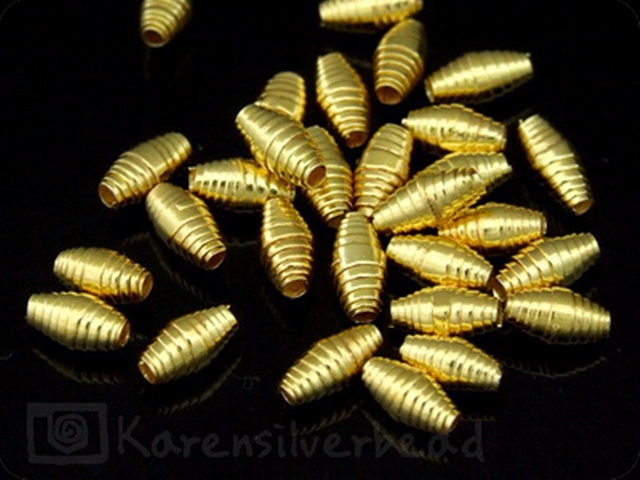 KG-019 24K gold vermeil 30 thai karen hill tribes handmade silver Wrap bicone bead