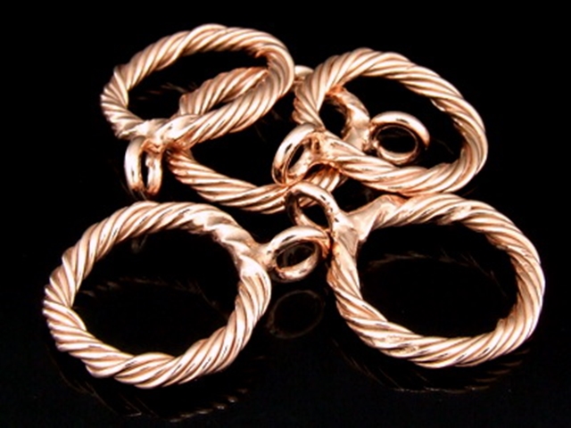 KZ-122 24K rose gold vermeil thai karen hill tribe handmade silver 2 twist wire round charm 