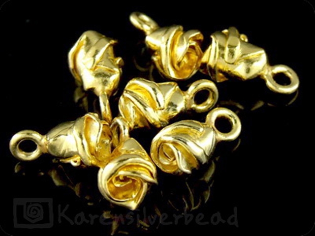 KG-043 24K gold vermeil 3 thai karen hill tribes handmade silver small rose charm