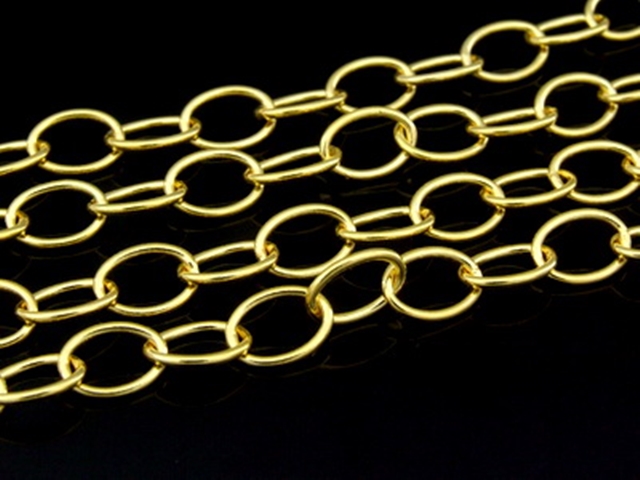 KG-442 24K gold vermeil Karen hill tribe handmade silver 24 Inches oval link chain