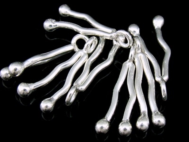 2KH-042 Thai karen hill tribe handmade silver 5 twin bar charm