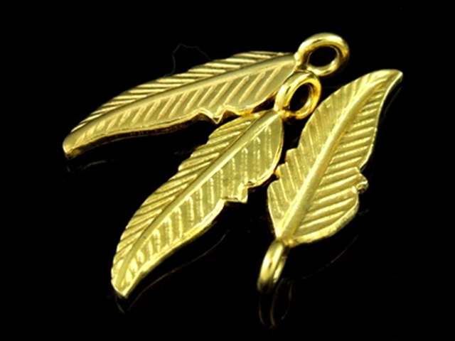 KG-121 24K gold vermeil 2 thai karen hill tribes handmade silver feather diecut charm