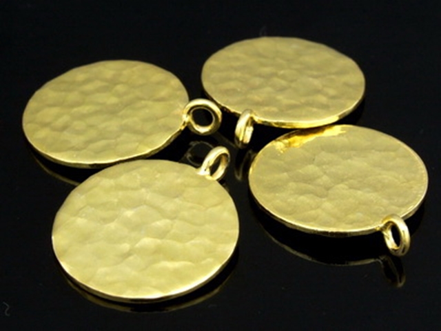 KG-353 24K gold vermeil thai karen hill tribe handmade silver 1 both side hammered round disc charm
