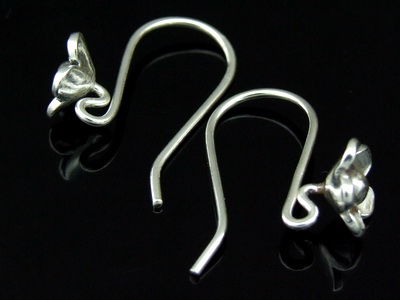 6KH-012 Thai karen hill tribe hanamade silver black & black piar wild flower earring 