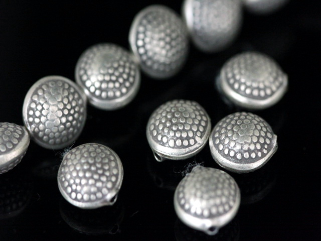 KT-006 thai karen hill tribe silver 4 dot print round puffy bead