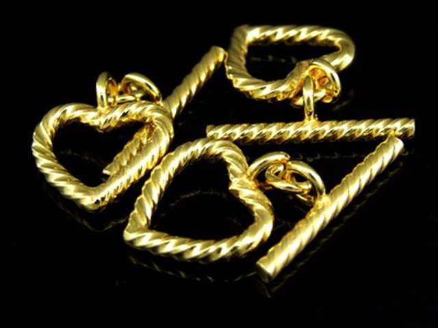 KG-160 24K gold vermeil 1 thai karen hill tribes hadnmade silver twist bar heart shape toggle