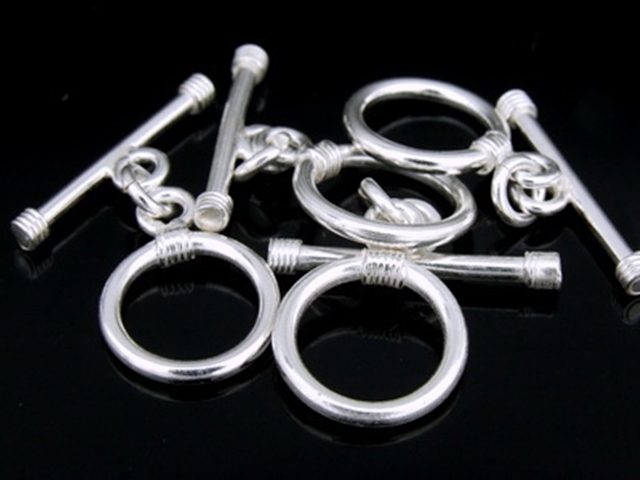 KR-030 Thai karen hill tribe handmade silver 2 plain round toggle