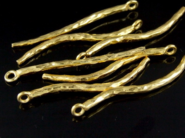 KG-053 24K gold vermeil 3 thai karen hill tribes handmade silver hammered bend bar charm