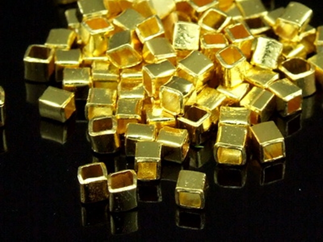 KG-304 24K gold vermeil Karen hill tribe handmade silver 50 mini cubic bead 