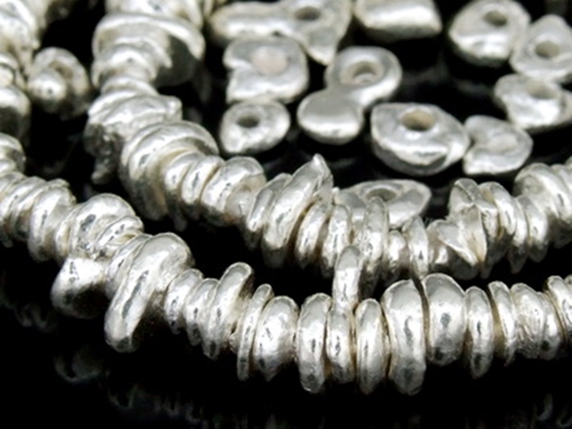 KJ-007 Thai karen hill tribe handmade silver 40 mini free form bead