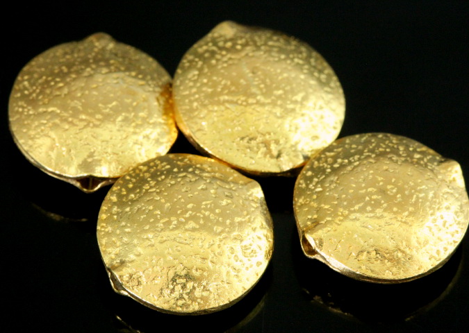 KG-230 Thai karen hill tribe silver 2 gold vermeil hammered puffy bead