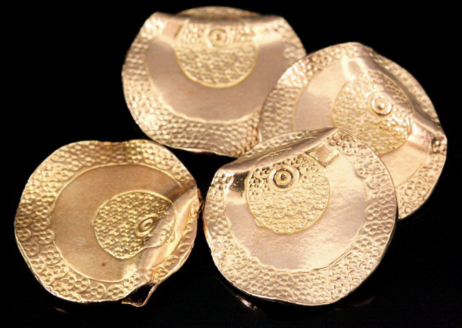 KZ-229 Thai karen hill tribe handmade silver 2 rose gold vermeil tribesman style bead