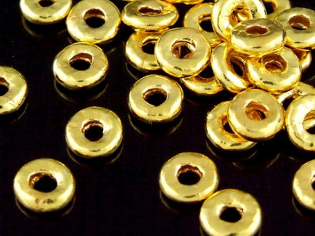 KG-109 24K gold vermeil 5 thai karen hill tribes handmade silver plain round ring bead