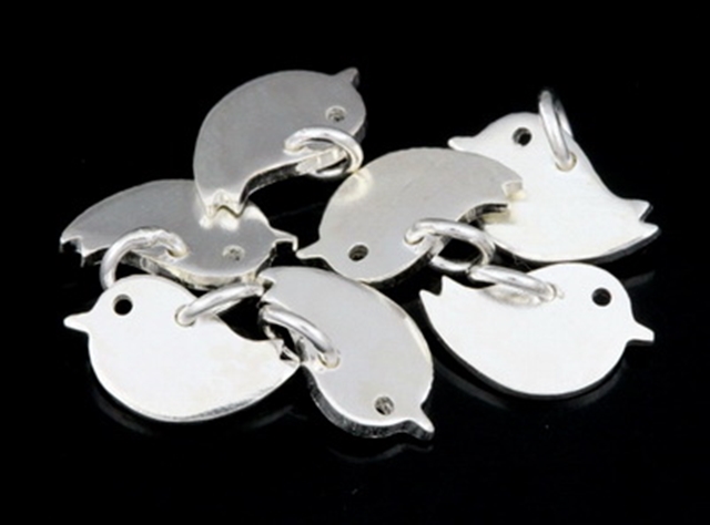 3KH-128 Thai karen hill tribe silver 8 small die cut bird shape charm