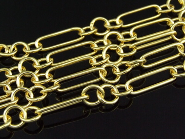 KG-341 24k gold vermeil thai karen hill tribe handmade silver oval round link chain 24 inch 