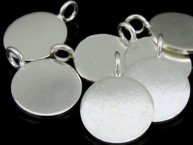 3KH-012 Thai karen hill tribe handmade silver 3 plain disc charm