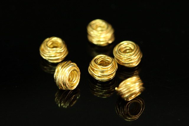 KG-210 thai karen hill tribe silver 6 gold vermeil small wire wrap bead