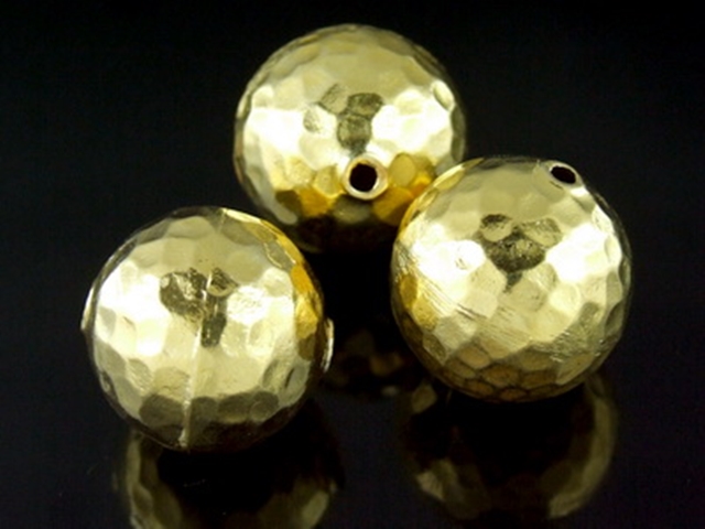 KG-034 24k gold vermeil 1 thai karen hill tribes handmade silver medium hammer round ball bead