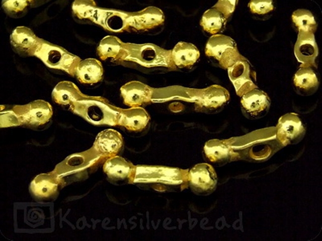 KG-028 24K gold vermeil 10 thai karen hill tribes handmade silver plated Plain both dot end bar bead 