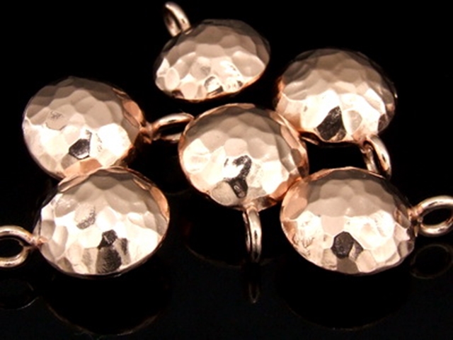 KZ-171 24K rose gold vermeil thai karen hill tribe handmade silver 2 small hammered round puffed charm