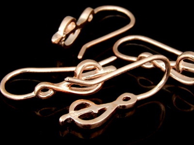 KZ-211 Thai karen hill tribes handmade 24K rose gold vermeil over silver pair G clef earring hook 