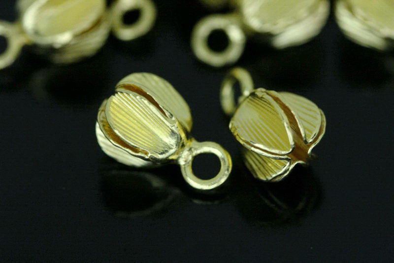 KG-368 Thai karen hill tribe silver 2 gold vermeil flower charm